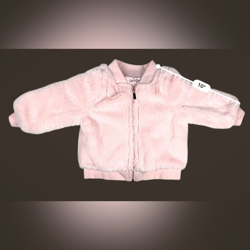 Cat & Jack Baby Pink Faux Fur Zip Jacket – Size 6–9 Months – Excellent - Picture 8 of 11